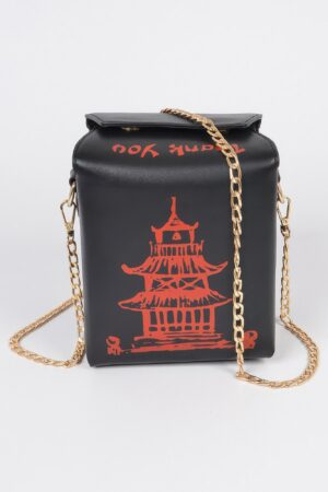 Chinese Takeout Box Clutch – Box-Shaped Polyurethane Purse