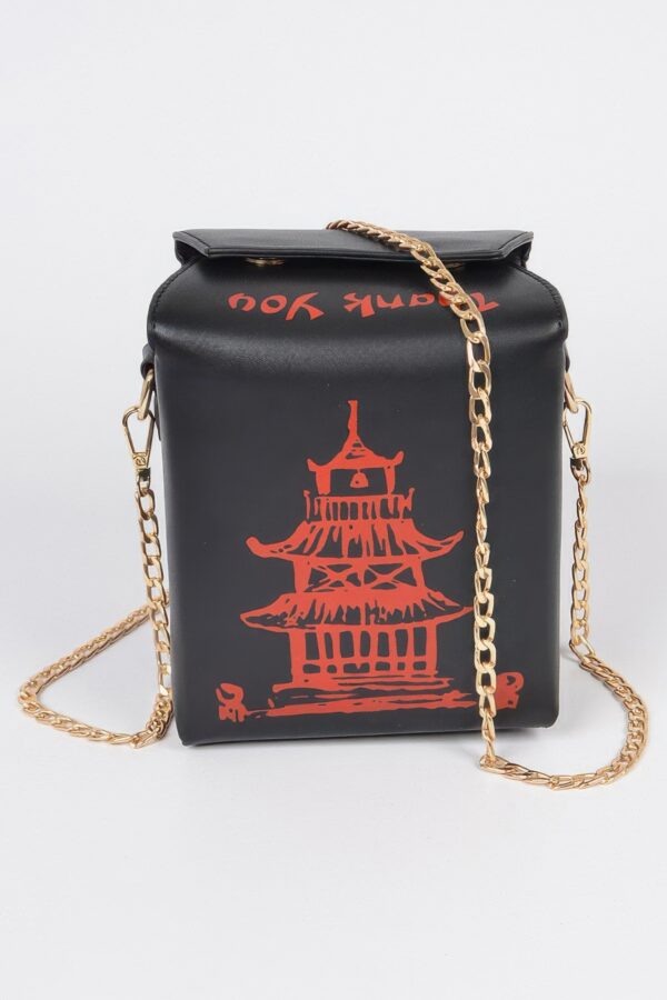 Chinese Takeout Box Clutch – Box-Shaped Polyurethane Purse