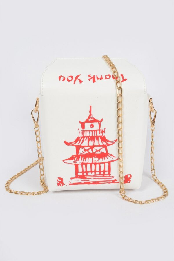 Chinese Takeout Box Clutch – Box-Shaped Polyurethane Purse
