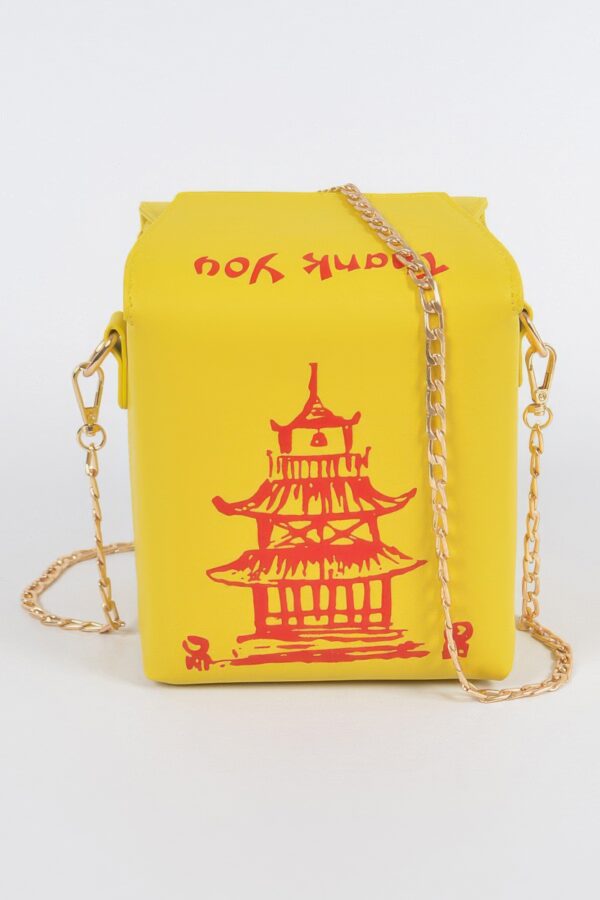 Chinese Takeout Box Clutch – Box-Shaped Polyurethane Purse