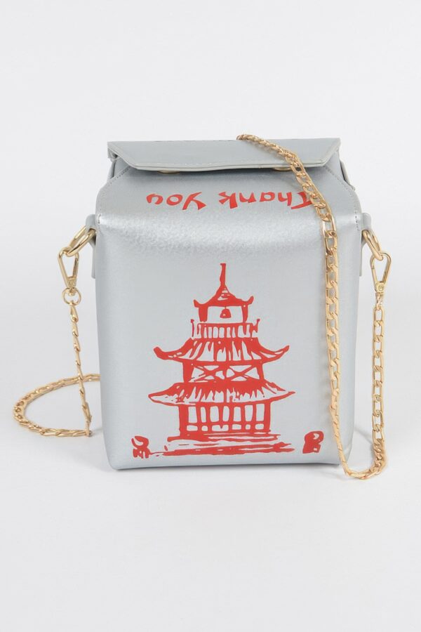 Chinese Takeout Box Clutch – Box-Shaped Polyurethane Purse