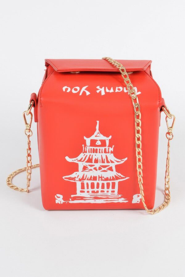 Chinese Takeout Box Clutch – Box-Shaped Polyurethane Purse