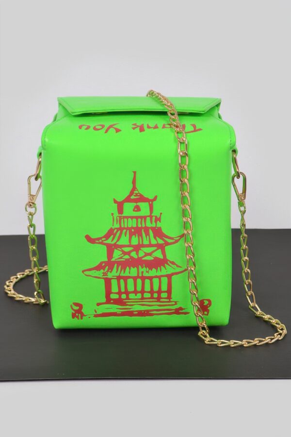 Chinese Takeout Box Clutch – Box-Shaped Polyurethane Purse