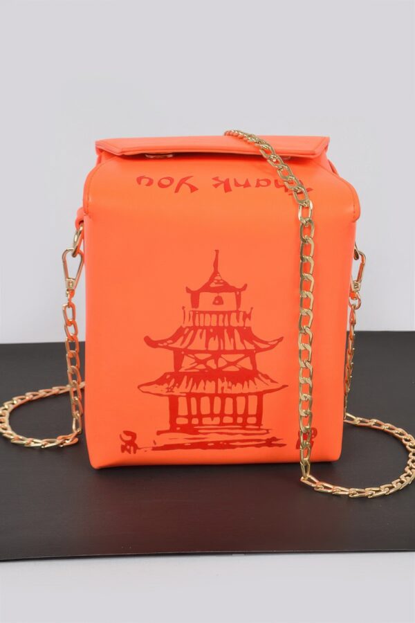 Chinese Takeout Box Clutch – Box-Shaped Polyurethane Purse