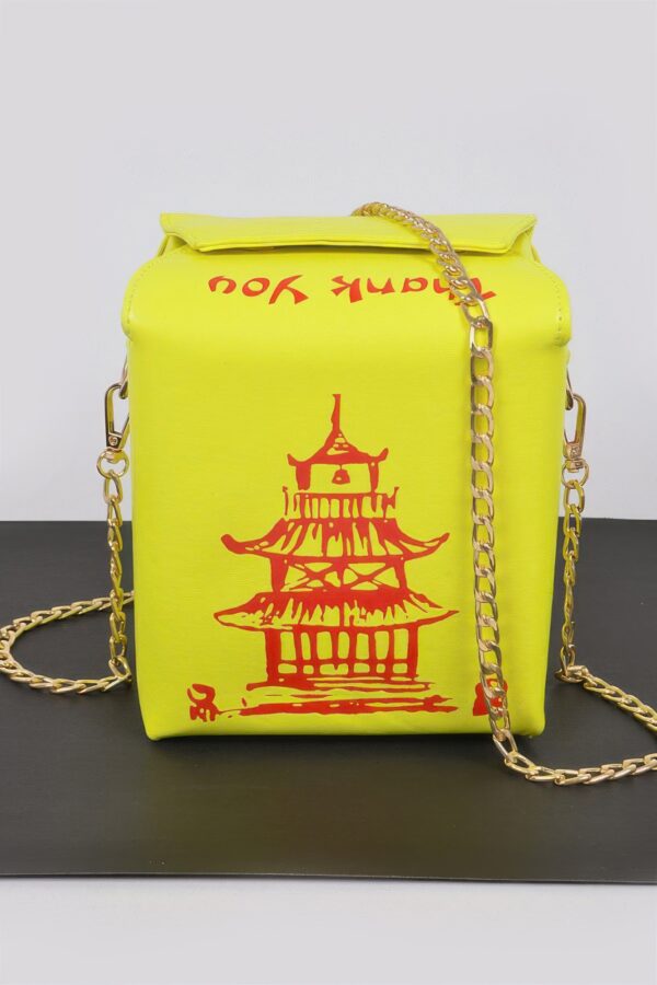 Chinese Takeout Box Clutch – Box-Shaped Polyurethane Purse