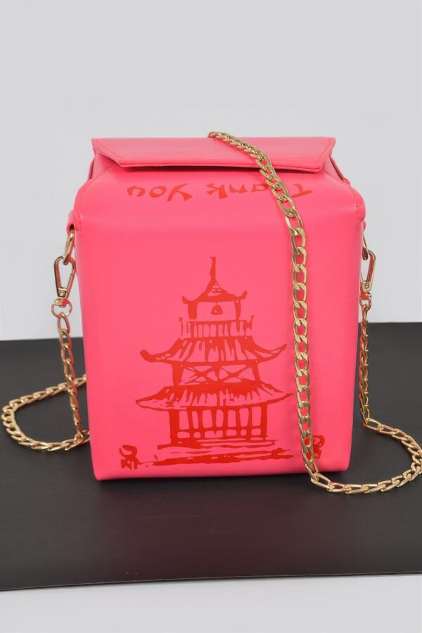 Chinese Takeout Box Clutch – Box-Shaped Polyurethane Purse