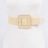 Square Buckle Stretch Belt – Elastic Khaki/Nude