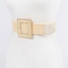 Square Buckle Stretch Belt – Elastic Khaki/Nude