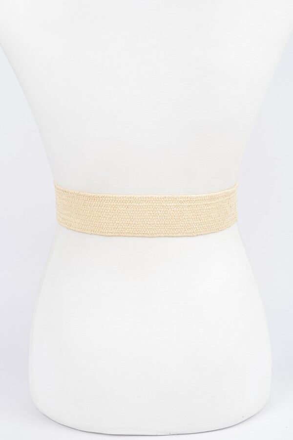 Square Buckle Stretch Belt – Elastic Khaki/Nude