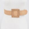 Square Buckle Stretch Belt – Elastic Khaki/Nude