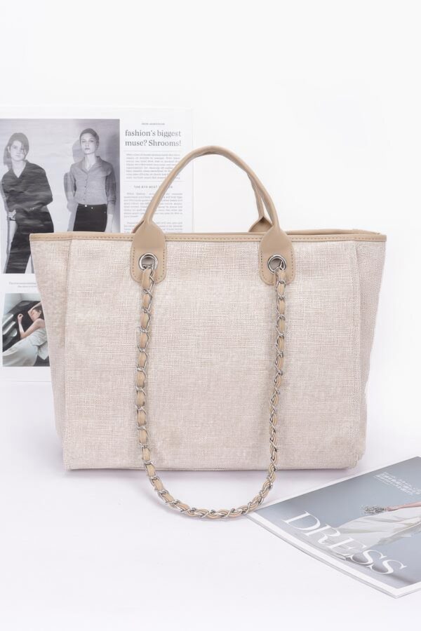 Simple Daily Shoulder Strap Tote – PU with Metal Accents