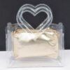 Transparent Clutch with Heart Handle and Pouch