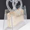 Transparent Clutch with Heart Handle and Pouch