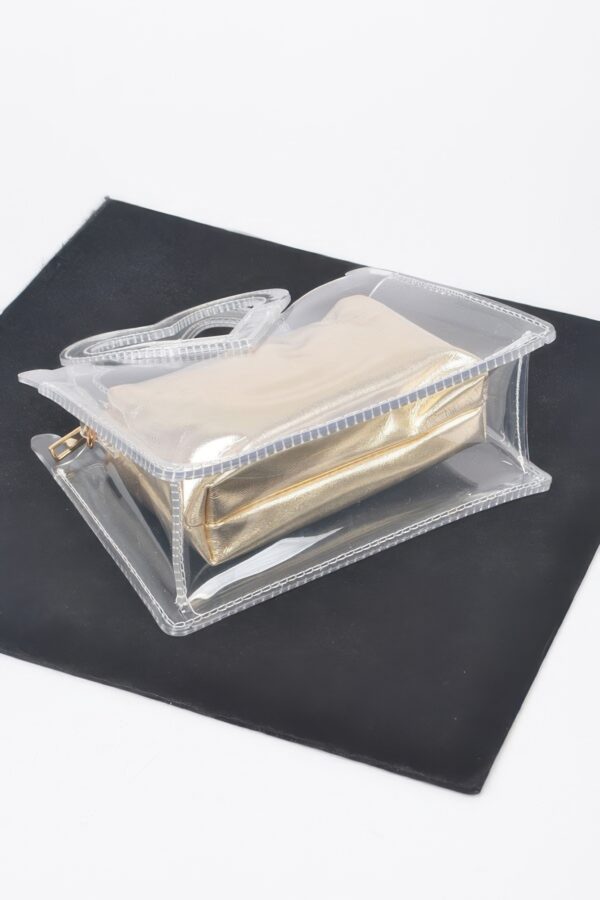 Transparent Clutch with Heart Handle and Pouch