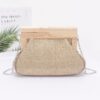 Faux Straw Clutch with Wood Frame – Ivory, Khaki