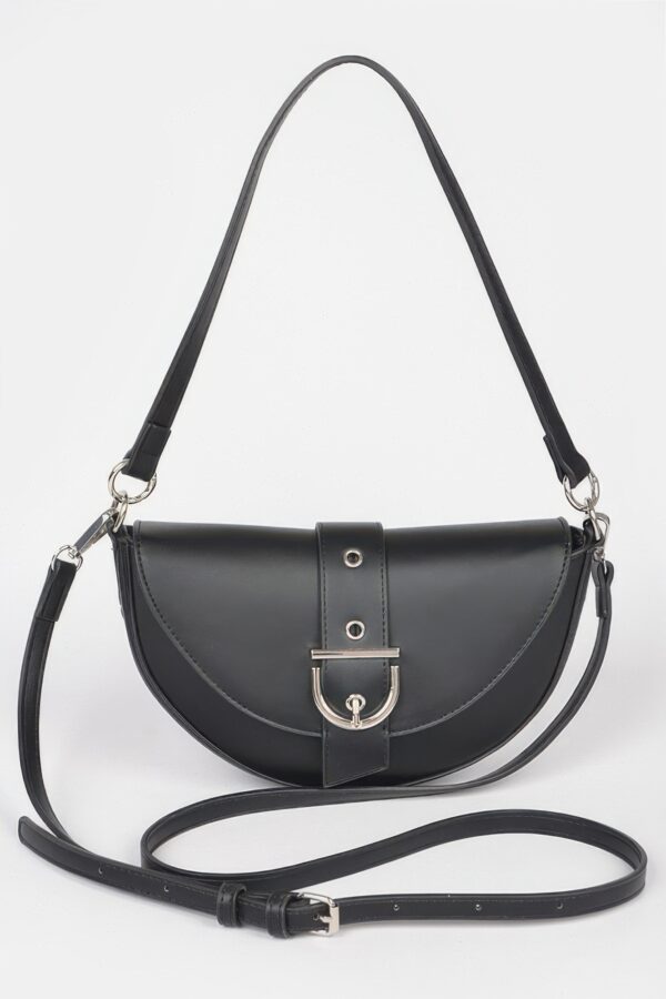 Faux Leather Buckle Shoulder Bag – Sleek Buckle Detail