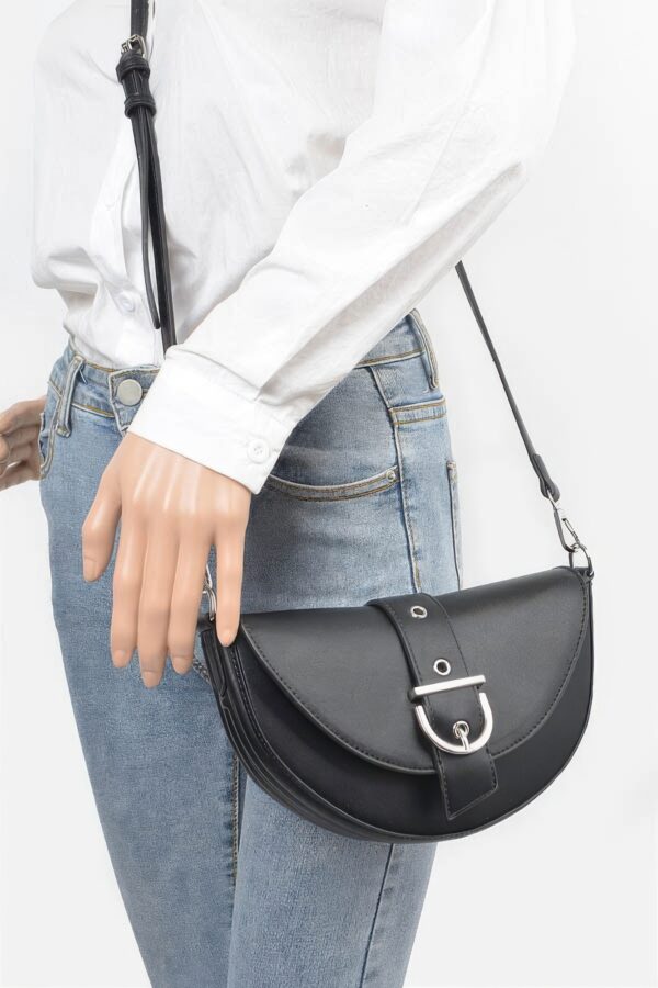 Faux Leather Buckle Shoulder Bag – Sleek Buckle Detail