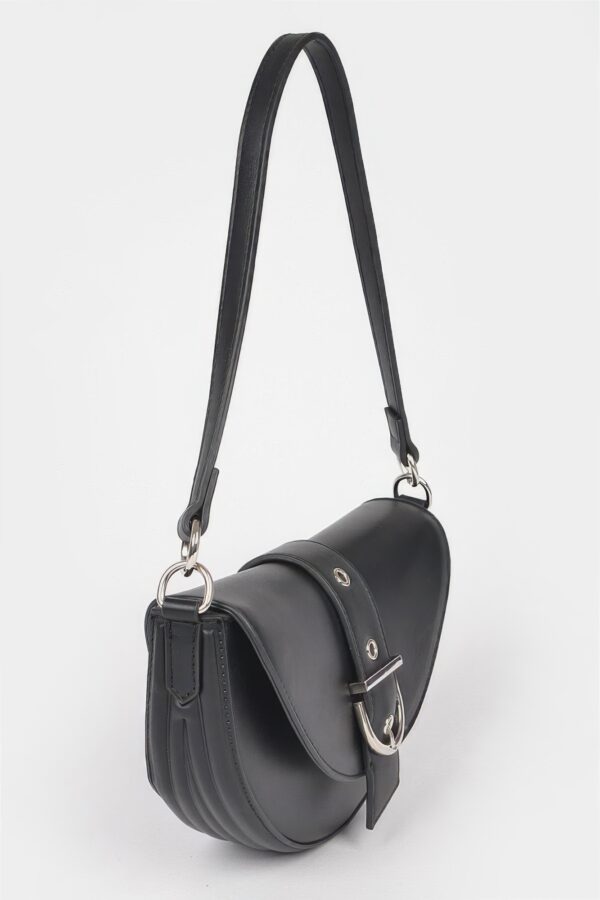 Faux Leather Buckle Shoulder Bag – Sleek Buckle Detail