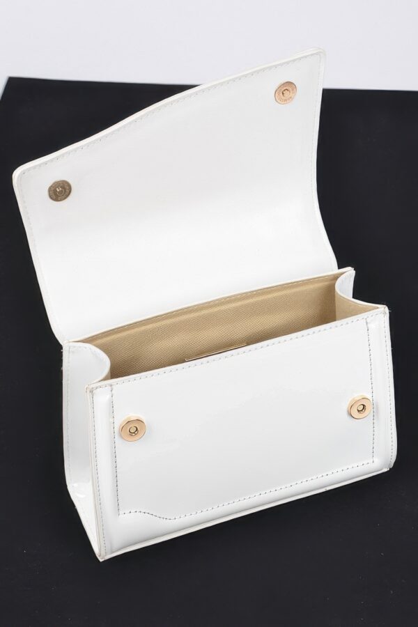Enamel Faux Leather Top Handle Bag – Glossy Compact