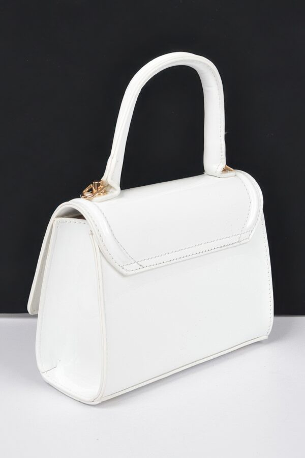 Enamel Faux Leather Top Handle Bag – Glossy Compact