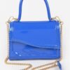 Enamel Faux Leather Top Handle Bag – Glossy Compact