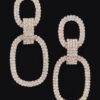 Rhinestone Dangle Earrings – Long Metal Drop