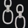 Rhinestone Dangle Earrings – Long Metal Drop