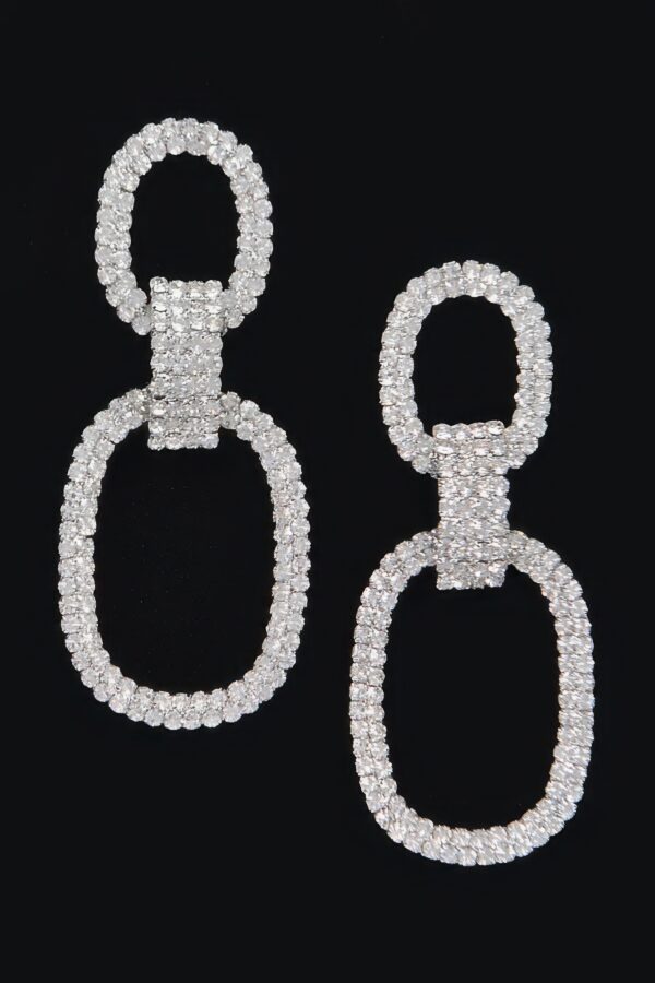 Rhinestone Dangle Earrings – Long Metal Drop