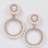 Faux Pearl & Stone Dangle Earrings – Gold