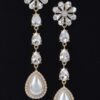 Pearl Rhinestone Drop Earrings – Gold Finish