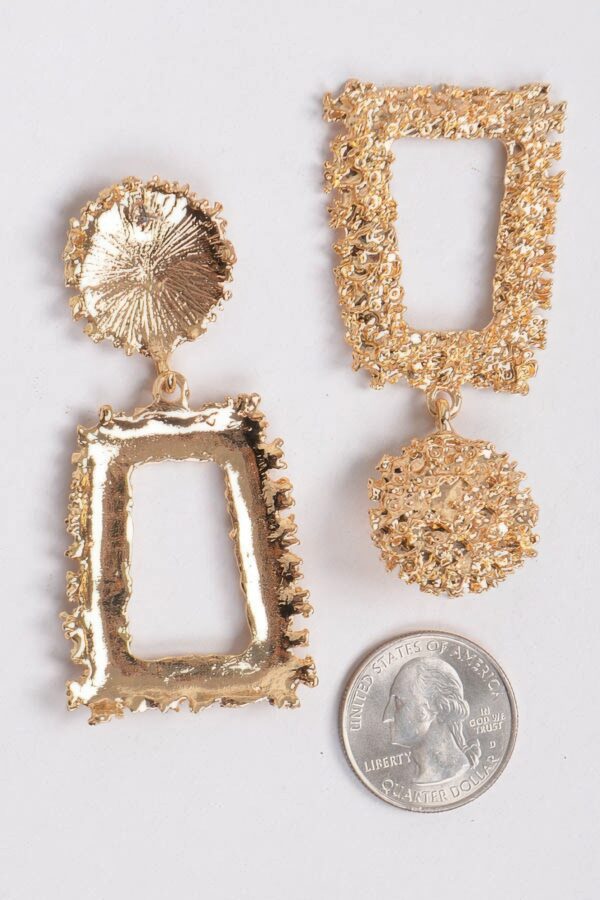 Hammered Drop Earrings – Textured Metal, Gold & Silver