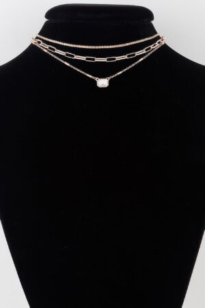 Triple Jeweled Choker Necklace – Polished Metal