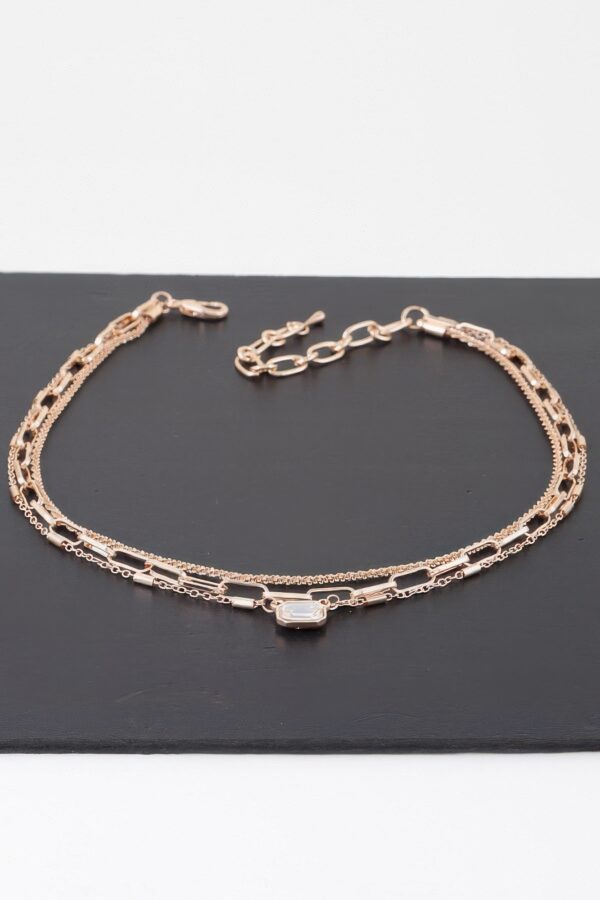 Triple Jeweled Choker Necklace – Polished Metal