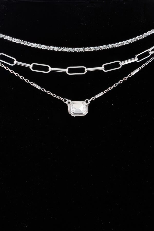 Triple Jeweled Choker Necklace – Polished Metal