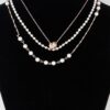 Triple Ring Beaded Necklace – Metal & Cream Beads