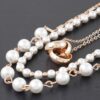 Triple Ring Beaded Necklace – Metal & Cream Beads