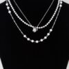 Triple Ring Beaded Necklace – Metal & Cream Beads