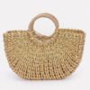 Metallic Faux Straw Tote with Pouch – Gold, Silver