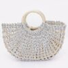 Metallic Faux Straw Tote with Pouch – Gold, Silver