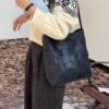 Braided Faux Leather Shoulder Bag with Detachable Pouch