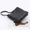 Braided Faux Leather Shoulder Bag with Detachable Pouch