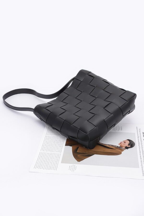 Braided Faux Leather Shoulder Bag with Detachable Pouch
