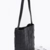 Braided Faux Leather Shoulder Bag with Detachable Pouch