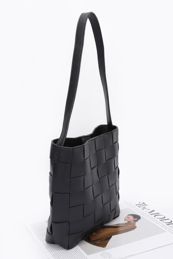 Braided Faux Leather Shoulder Bag with Detachable Pouch