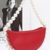 Half-Moon Bag with Faux Pearl Handle – Polyurethane
