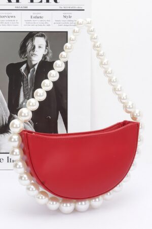 Half-Moon Bag with Faux Pearl Handle – Polyurethane