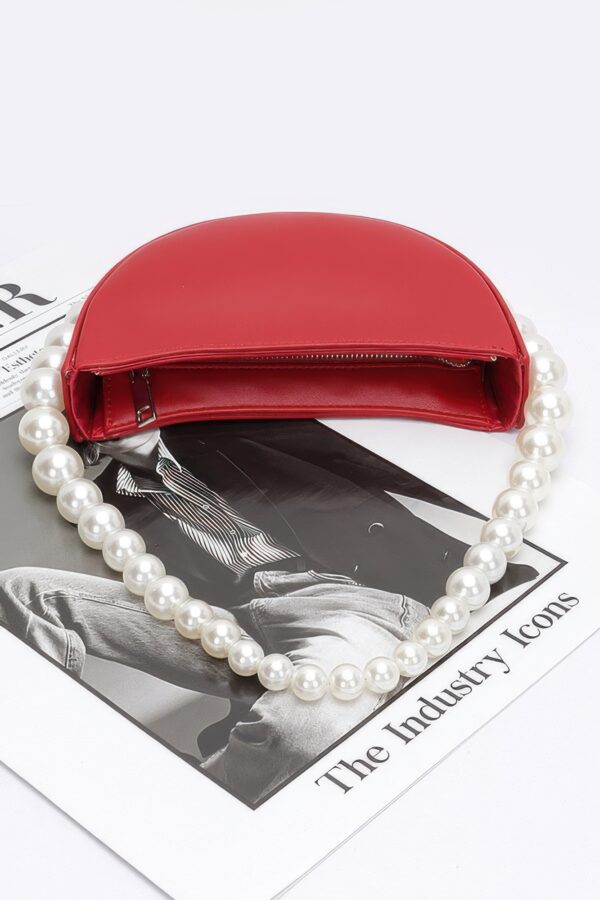 Half-Moon Bag with Faux Pearl Handle – Polyurethane