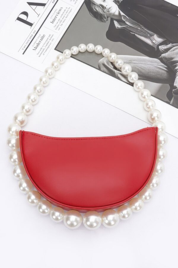 Half-Moon Bag with Faux Pearl Handle – Polyurethane