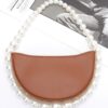 Half-Moon Bag with Faux Pearl Handle – Polyurethane