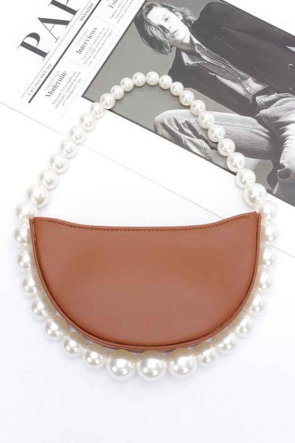 Half-Moon Bag with Faux Pearl Handle – Polyurethane